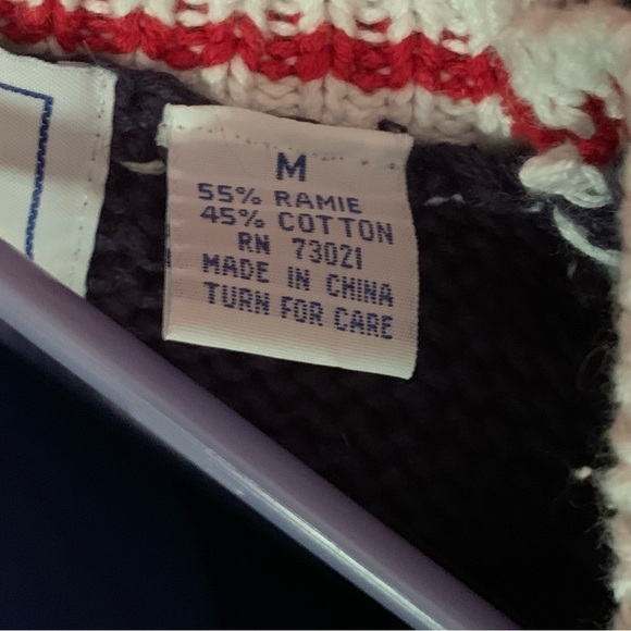 Vintage Belle Pointe Flag Fireworks Cardigan Sweater Vest Medium - Picture 6 of 7